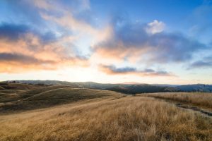 rolling hills and sunset